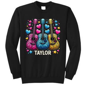 Girl Retro Taylor First Name Personalized Groovy 80s Tall Sweatshirt