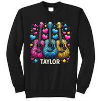 Girl Retro Taylor First Name Personalized Groovy 80s Tall Sweatshirt