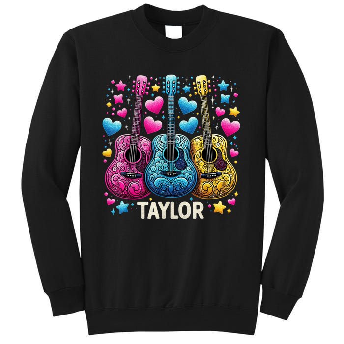 Girl Retro Taylor First Name Personalized Groovy 80s Tall Sweatshirt