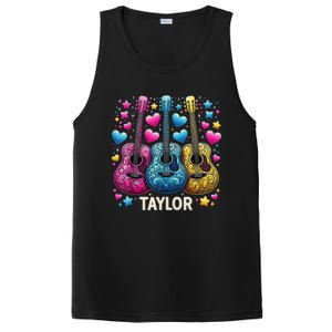 Girl Retro Taylor First Name Personalized Groovy 80s PosiCharge Competitor Tank