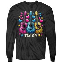 Girl Retro Taylor First Name Personalized Groovy 80s Tie-Dye Long Sleeve Shirt