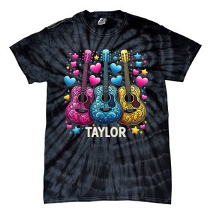 Girl Retro Taylor First Name Personalized Groovy 80s Tie-Dye T-Shirt