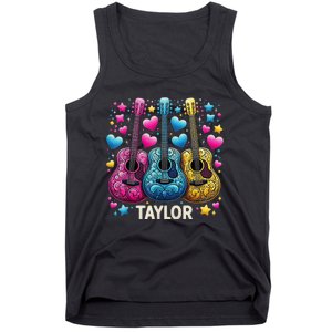 Girl Retro Taylor First Name Personalized Groovy 80s Tank Top