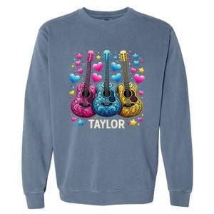 Girl Retro Taylor First Name Personalized Groovy 80s Garment-Dyed Sweatshirt