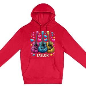 Girl Retro Taylor First Name Personalized Groovy 80s Premium Pullover Hoodie