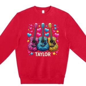 Girl Retro Taylor First Name Personalized Groovy 80s Premium Crewneck Sweatshirt