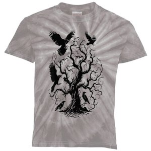 Gothic Raven Tree Kids Tie-Dye T-Shirt