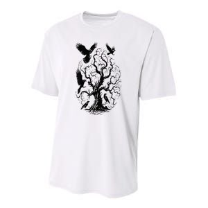 Gothic Raven Tree Youth Performance Sprint T-Shirt