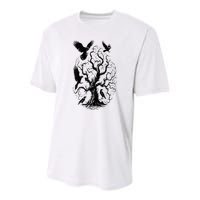 Gothic Raven Tree Youth Performance Sprint T-Shirt