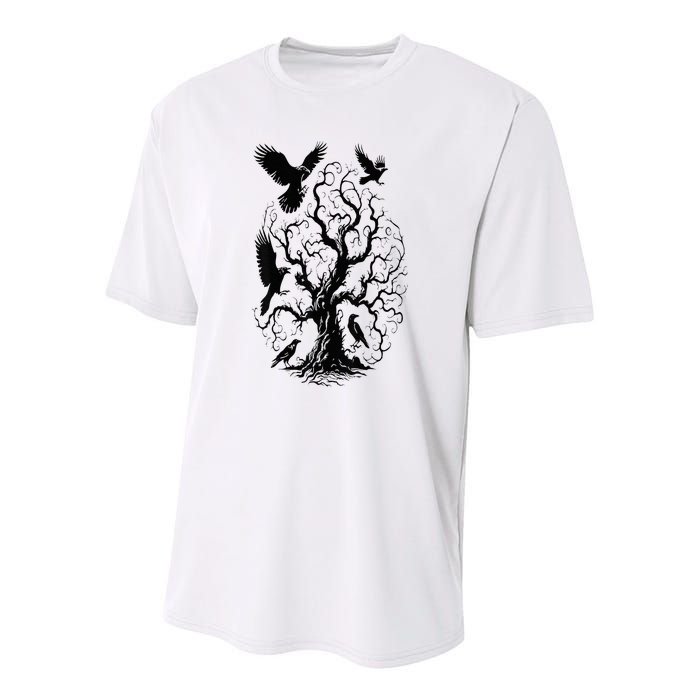 Gothic Raven Tree Youth Performance Sprint T-Shirt