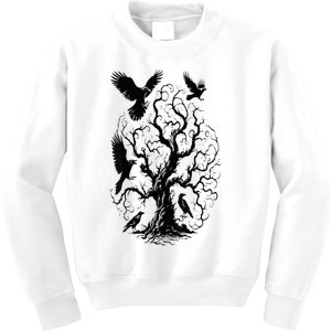 Gothic Raven Tree Kids Sweatshirt