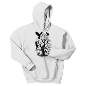 Gothic Raven Tree Kids Hoodie