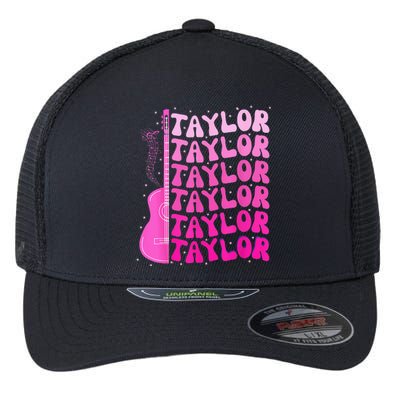 Girl Retro Taylor First Name Personalized Birthday Groovy Flexfit Unipanel Trucker Cap