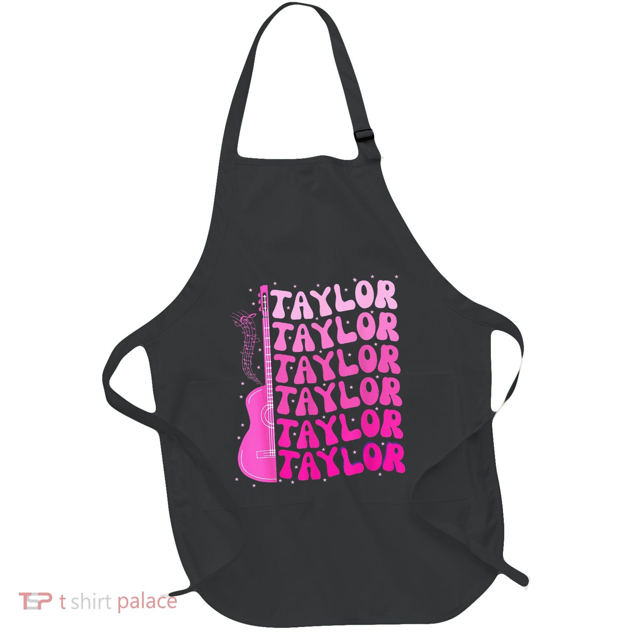 Girl Retro Taylor First Name Personalized Birthday Groovy Full-Length Apron With Pockets