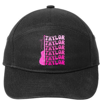 Girl Retro Taylor First Name Personalized Birthday Groovy 7-Panel Snapback Hat