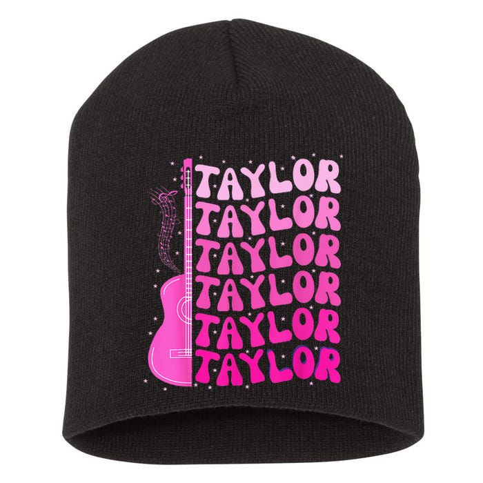 Girl Retro Taylor First Name Personalized Birthday Groovy Short Acrylic Beanie