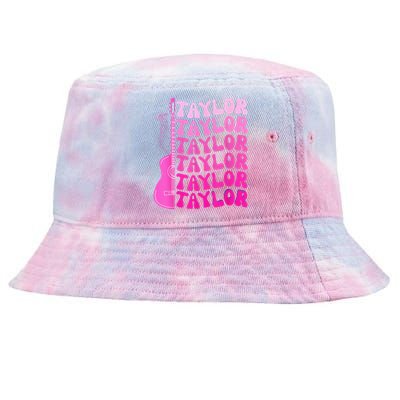 Girl Retro Taylor First Name Personalized Birthday Groovy Tie-Dyed Bucket Hat