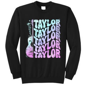 Girl Retro Taylor First Name Personalized Groovy 80S Pink Sweatshirt