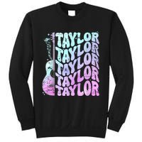 Girl Retro Taylor First Name Personalized Groovy 80S Pink Sweatshirt