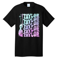 Girl Retro Taylor First Name Personalized Groovy 80S Pink Tall T-Shirt