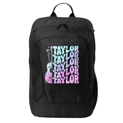 Girl Retro Taylor First Name Personalized Groovy 80S Pink City Backpack