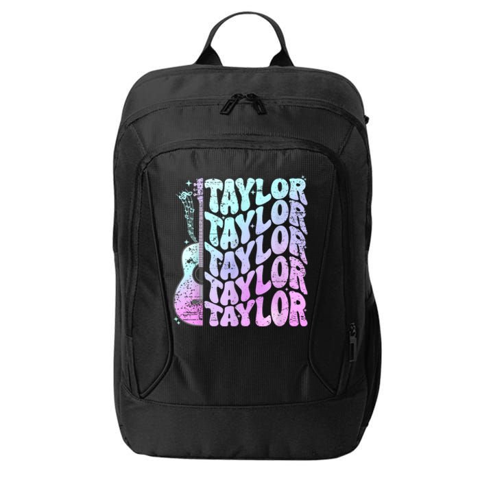 Girl Retro Taylor First Name Personalized Groovy 80S Pink City Backpack