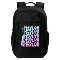 Girl Retro Taylor First Name Personalized Groovy 80S Pink Daily Commute Backpack