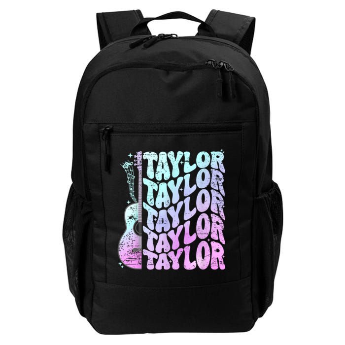 Girl Retro Taylor First Name Personalized Groovy 80S Pink Daily Commute Backpack