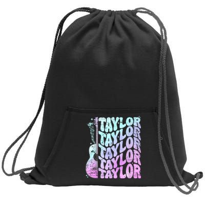 Girl Retro Taylor First Name Personalized Groovy 80S Pink Sweatshirt Cinch Pack Bag