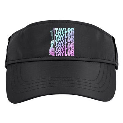 Girl Retro Taylor First Name Personalized Groovy 80S Pink Adult Drive Performance Visor