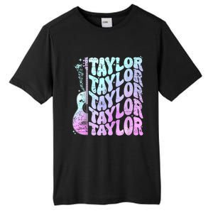 Girl Retro Taylor First Name Personalized Groovy 80S Pink Tall Fusion ChromaSoft Performance T-Shirt