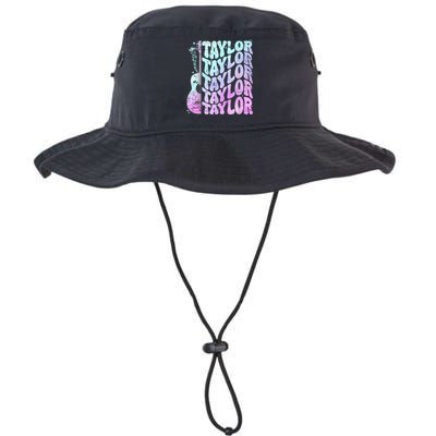 Girl Retro Taylor First Name Personalized Groovy 80S Pink Legacy Cool Fit Booney Bucket Hat