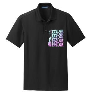 Girl Retro Taylor First Name Personalized Groovy 80S Pink Dry Zone Grid Polo