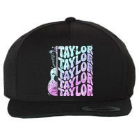 Girl Retro Taylor First Name Personalized Groovy 80S Pink Wool Snapback Cap