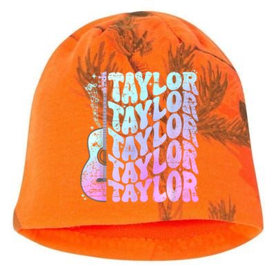 Girl Retro Taylor First Name Personalized Groovy 80S Pink Kati - Camo Knit Beanie