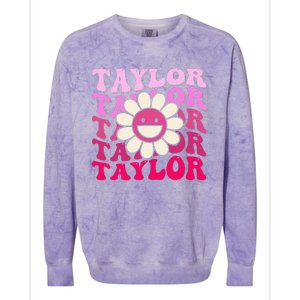 Girl Retro Taylor First Name Personalized Colorblast Crewneck Sweatshirt