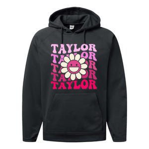 Girl Retro Taylor First Name Personalized Performance Fleece Hoodie