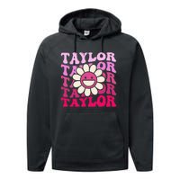 Girl Retro Taylor First Name Personalized Performance Fleece Hoodie