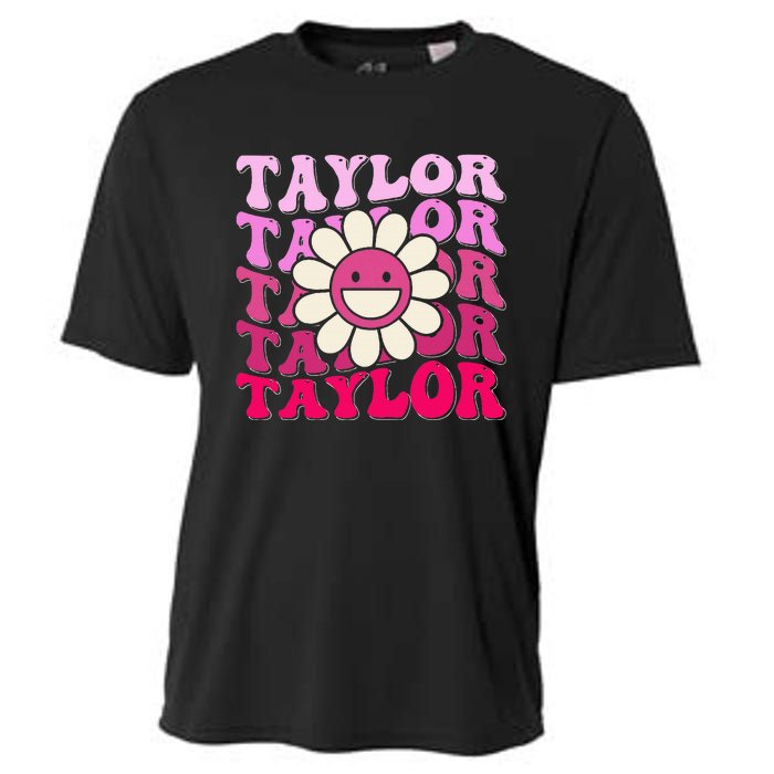 Girl Retro Taylor First Name Personalized Cooling Performance Crew T-Shirt