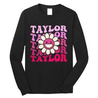 Girl Retro Taylor First Name Personalized Long Sleeve Shirt