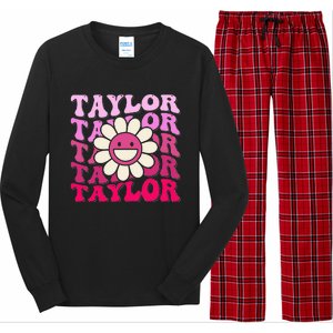 Girl Retro Taylor First Name Personalized Long Sleeve Pajama Set