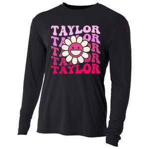 Girl Retro Taylor First Name Personalized Cooling Performance Long Sleeve Crew