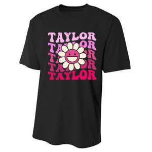 Girl Retro Taylor First Name Personalized Performance Sprint T-Shirt