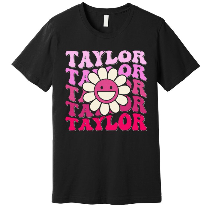 Girl Retro Taylor First Name Personalized Premium T-Shirt