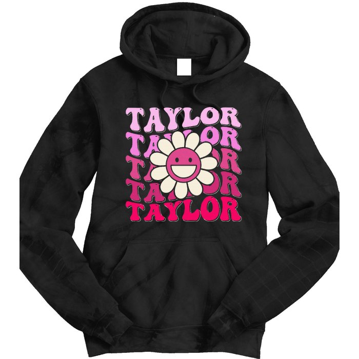 Girl Retro Taylor First Name Personalized Tie Dye Hoodie