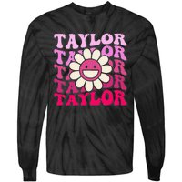 Girl Retro Taylor First Name Personalized Tie-Dye Long Sleeve Shirt