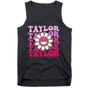 Girl Retro Taylor First Name Personalized Tank Top