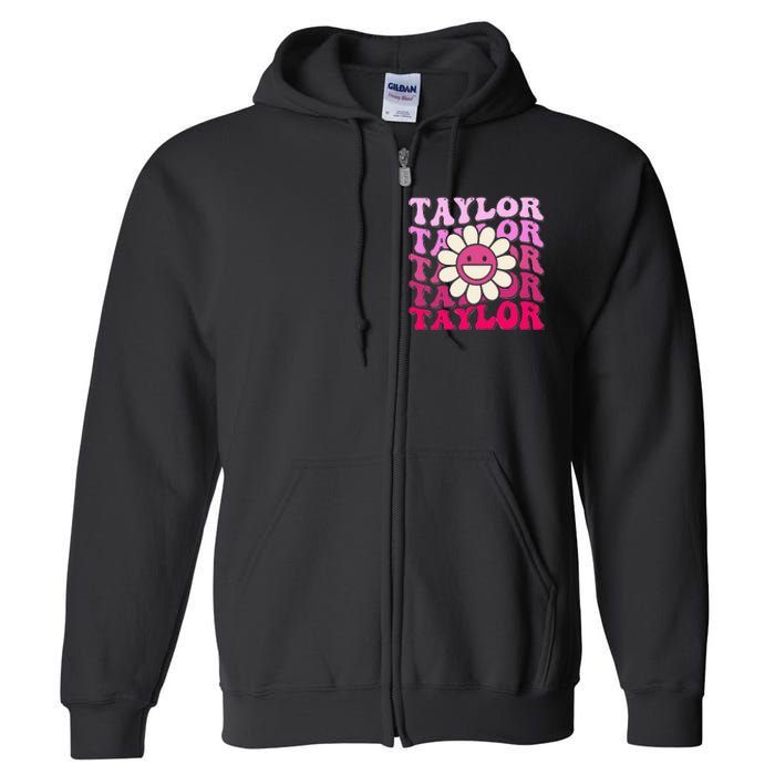 Girl Retro Taylor First Name Personalized Full Zip Hoodie