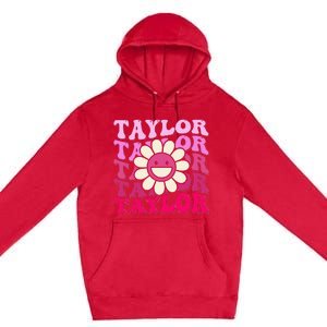 Girl Retro Taylor First Name Personalized Premium Pullover Hoodie