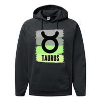 Green Retro Taurus Zodiac Birthday Born In May April Kings Performance Fleece Hoodie